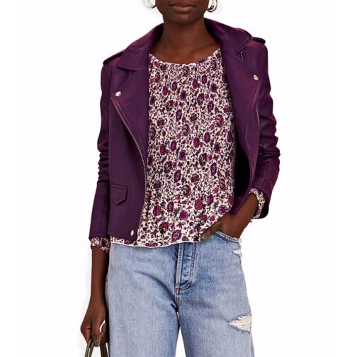 Katheryn Winnick Big Sky S03 Plum Leather Jacket - Image 4