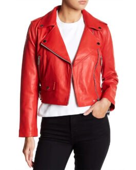 The Today Show Kathy Buccio Biker Red Leather Jacket