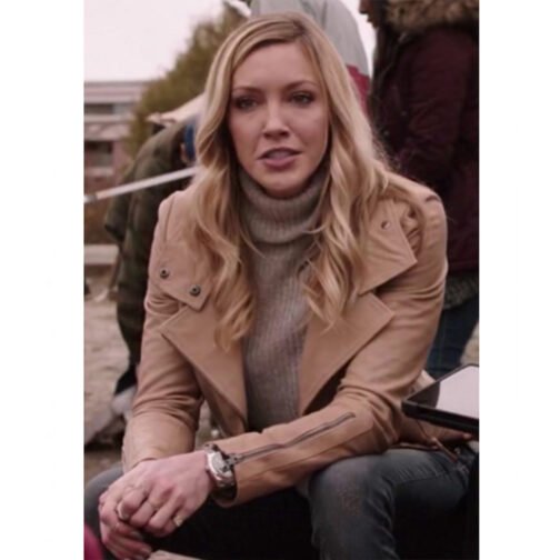 Arrow S04 Katie Cassidy Beige Leather Jacket - Image 2