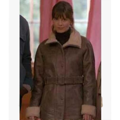 Katja Herbers Evil Season 3 Brown Leather Shearling Jacket - Image 7