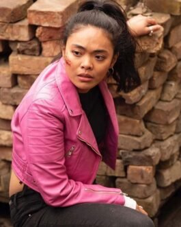 Kim Adis Young Wallander Pink Biker Leather Jacket