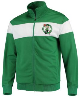 Kelly Green/White Boston Celtics Strength Striped Track Jacket