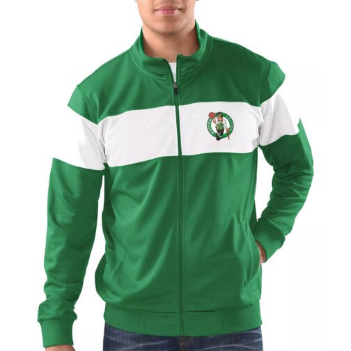 Kelly Green/White Boston Celtics Strength Striped Track Jacket - Image 3
