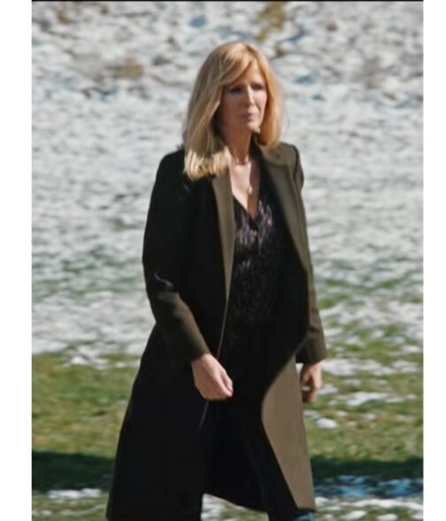 Yellowstone Season 04 Kelly Reilly Wool Green Coat - Image 4