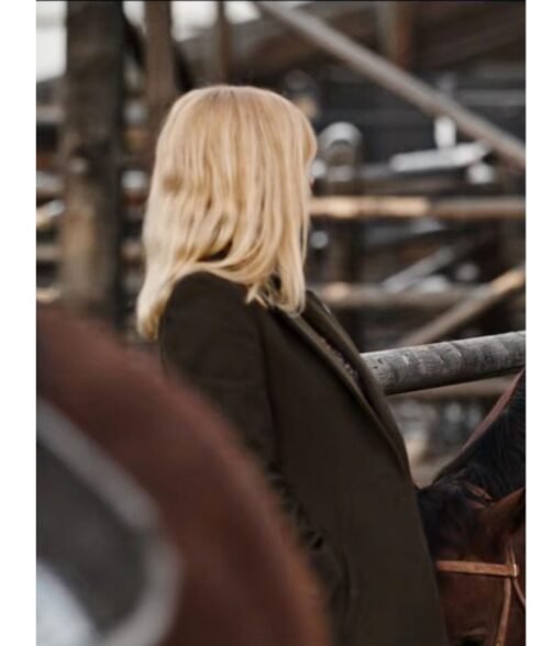 Yellowstone Season 04 Kelly Reilly Wool Green Coat - Image 6