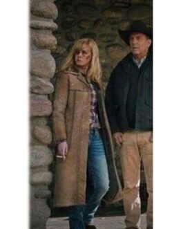 Kelly Reilly Yellowstone Season 02 Brown Leather Coat