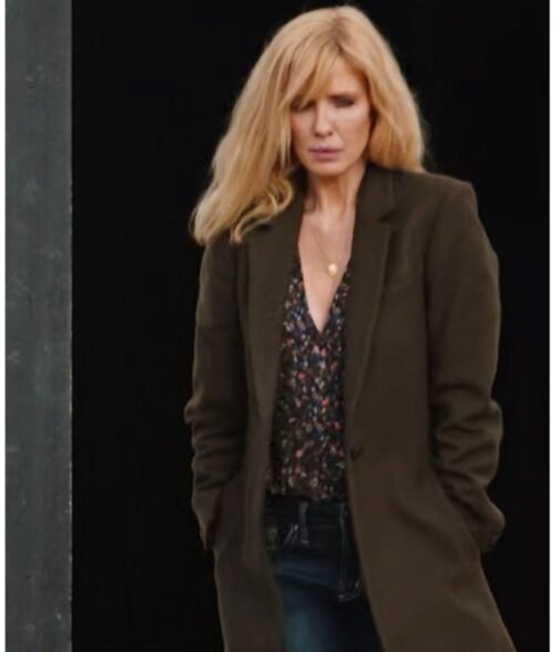 Yellowstone Season 04 Kelly Reilly Wool Green Coat - Image 2