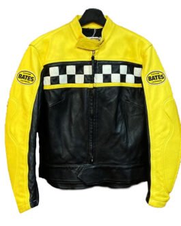 Kendall Jenner Race Flag Cafe Racer Leather Jacket
