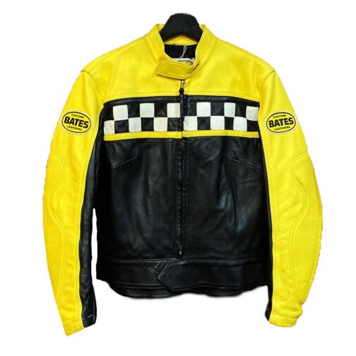 Kendall Jenner Race Flag Cafe Racer Leather Jacket