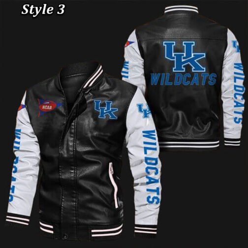 Kentucky Wildcats Bomber Varsity Leather Jacket - Image 3