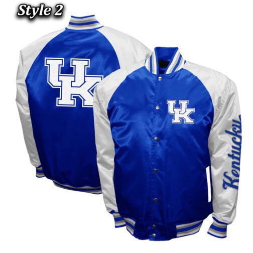 Kentucky Wildcats The Game Royal and Light Gray Satin Jacket - Image 6