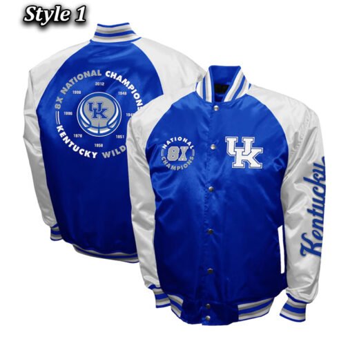Kentucky Wildcats The Game Royal and Light Gray Satin Jacket - Image 5
