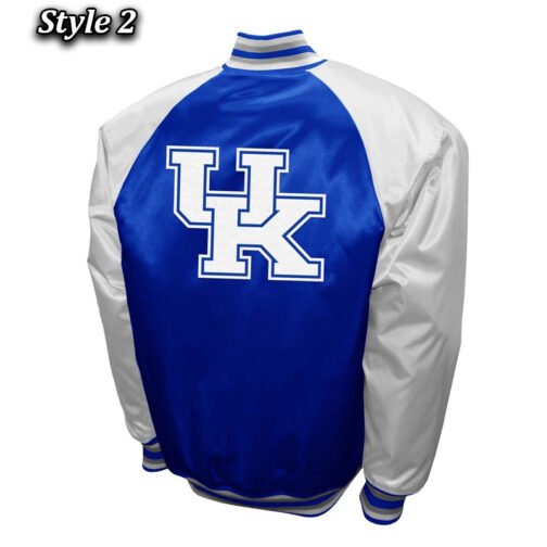 Kentucky Wildcats The Game Royal and Light Gray Satin Jacket - Image 4