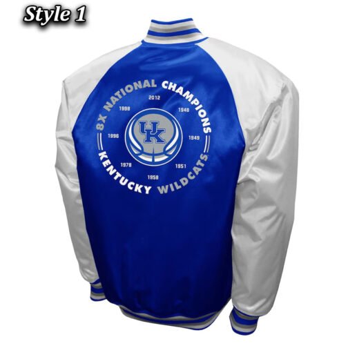 Kentucky Wildcats The Game Royal and Light Gray Satin Jacket - Image 3