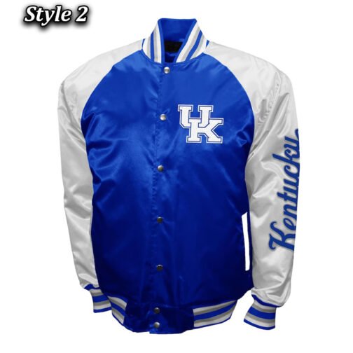 Kentucky Wildcats The Game Royal and Light Gray Satin Jacket - Image 2