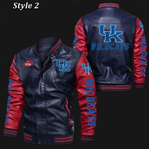 Kentucky Wildcats Bomber Varsity Leather Jacket - Image 2