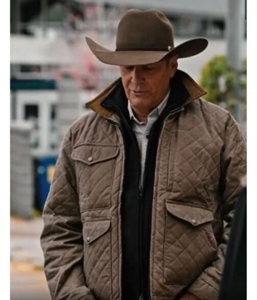 Kevin Costner Yellowstone Season 04 Brown Quilted Jacket - Image 8