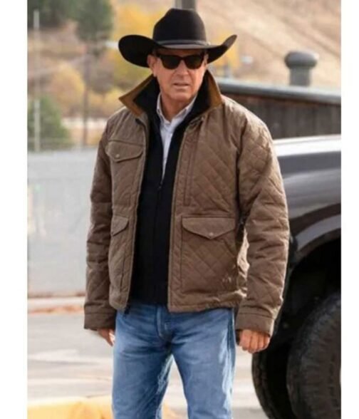 Kevin Costner Yellowstone Season 04 Brown Quilted Jacket - Image 2