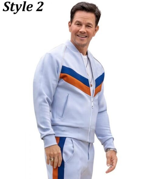 Kevin Hart / Mark Wahlberg Me Time Fleece Blue/ White Track Jacket - Image 4