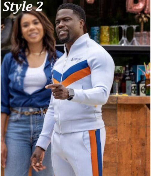 Kevin Hart / Mark Wahlberg Me Time Fleece Blue/ White Track Jacket - Image 6