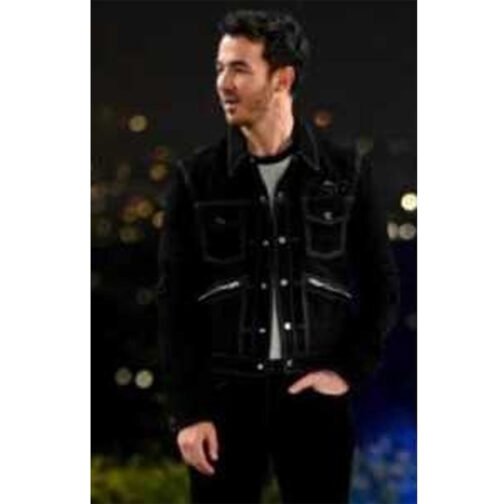 Kevin Jonas Claim to Fame Season 1 Black Denim Jacket - Image 2
