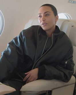 Kim Kardashian The Kardashians Black Bomber Leather Jacket