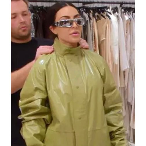 Kim Kardashian The Kardashians Glossy Effect Leather Jacket - Image 2