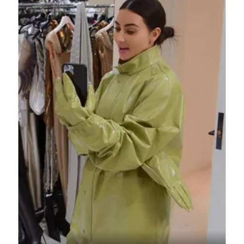 Kim Kardashian The Kardashians Glossy Effect Leather Jacket - Image 6