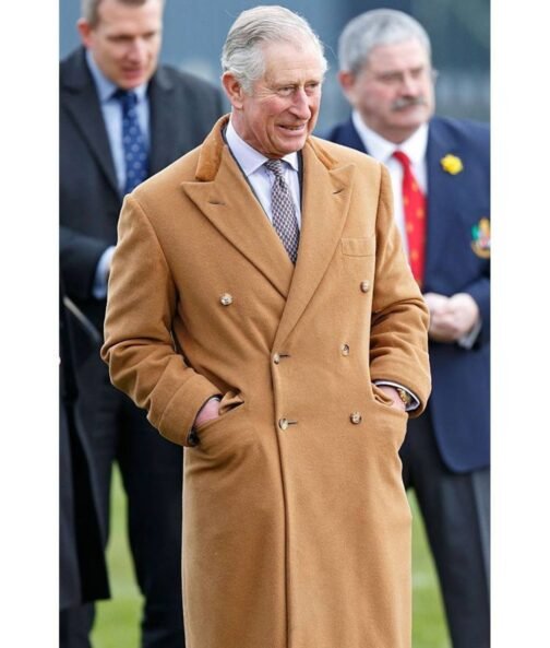 King Charles III Wool Brown Trench Coat - Image 2