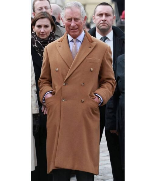 King Charles III Wool Brown Trench Coat - Image 4