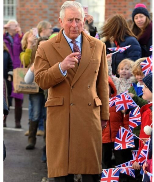 King Charles III Wool Brown Trench Coat - Image 5