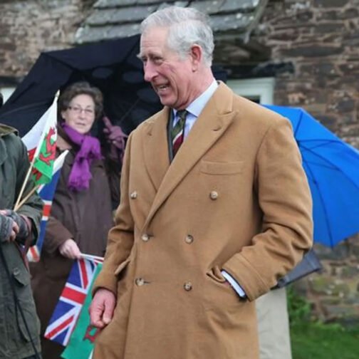 King Charles III Wool Brown Trench Coat - Image 7