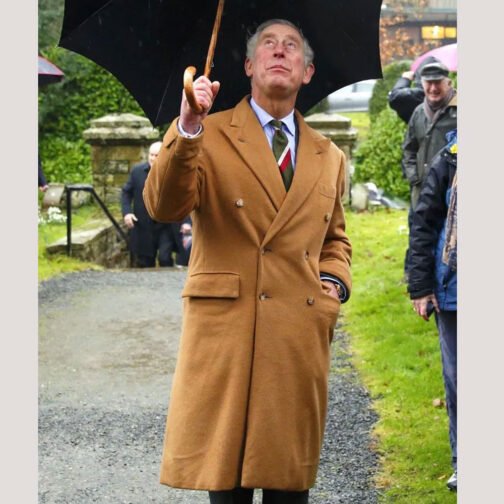 King Charles III Wool Brown Trench Coat - Image 8