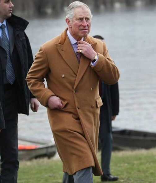 King Charles III Wool Brown Trench Coat - Image 6