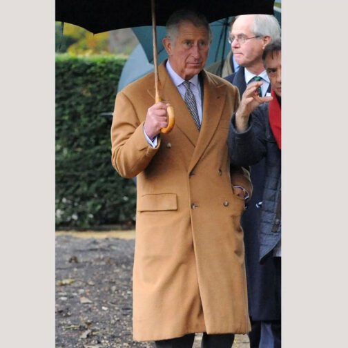 King Charles III Wool Brown Trench Coat - Image 10