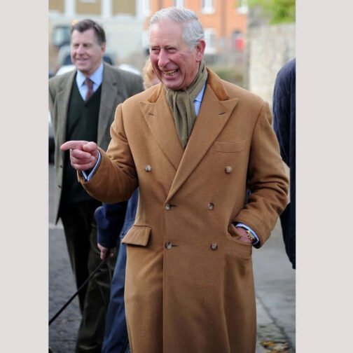 King Charles III Wool Brown Trench Coat - Image 11