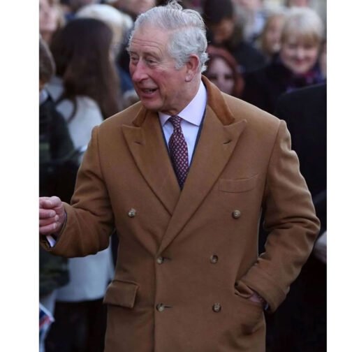King Charles III Wool Brown Trench Coat - Image 12