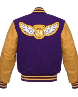 LA Lakers KB 24 Angel Purple and Yellow Varsity Jacket