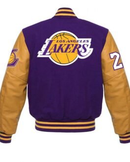 Los Angeles Lakers KB 24 Angel Letterman Purple and Yellow Jacket