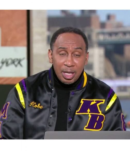 Kobe Bryant Stephen A Smith Black/White Satin Bomber Jacket - Image 11