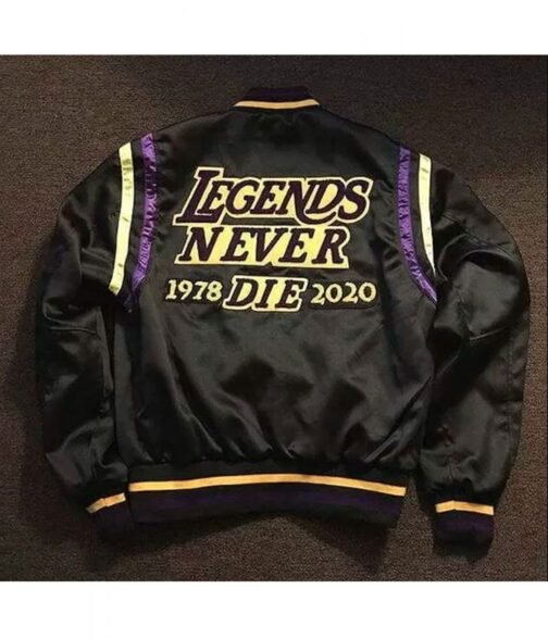 Kobe Bryant Stephen A Smith Black/White Satin Bomber Jacket - Image 7