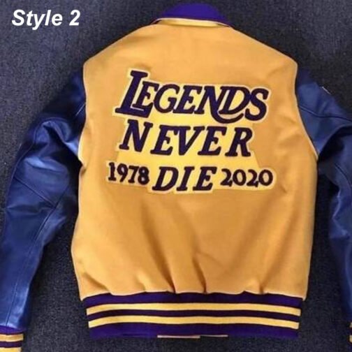 Kobe Bryant Legend Never Die Varsity Yellow/Blue Jacket - Image 4