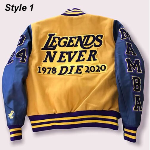 Kobe Bryant Legend Never Die Varsity Yellow/Blue Jacket - Image 3
