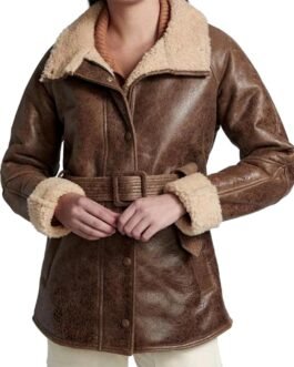 Katja Herbers Evil Season 3 Brown Leather Shearling Jacket