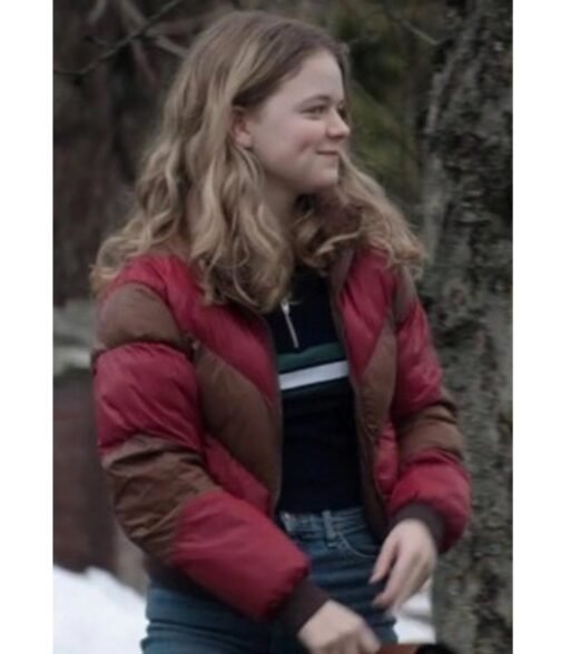 Home Before Dark Kylie Rogers Puffer Red and Brown Jacket - Image 2