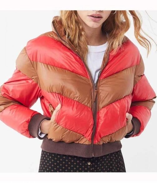 Home Before Dark Kylie Rogers Puffer Red and Brown Jacket - Image 4