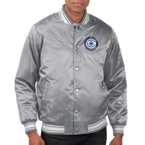 LA Clippers Printed Team Varsity Satin Jacket - Image 3