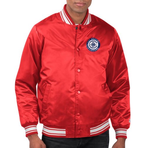 LA Clippers Printed Team Varsity Satin Jacket - Image 2