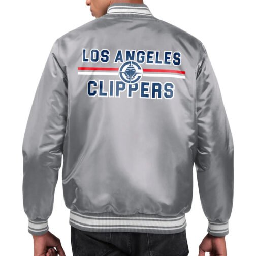 LA Clippers Printed Team Varsity Satin Jacket - Image 6