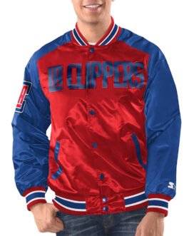 Red/Royal Los Angeles Clippers Renegade Varsity Satin Jacket